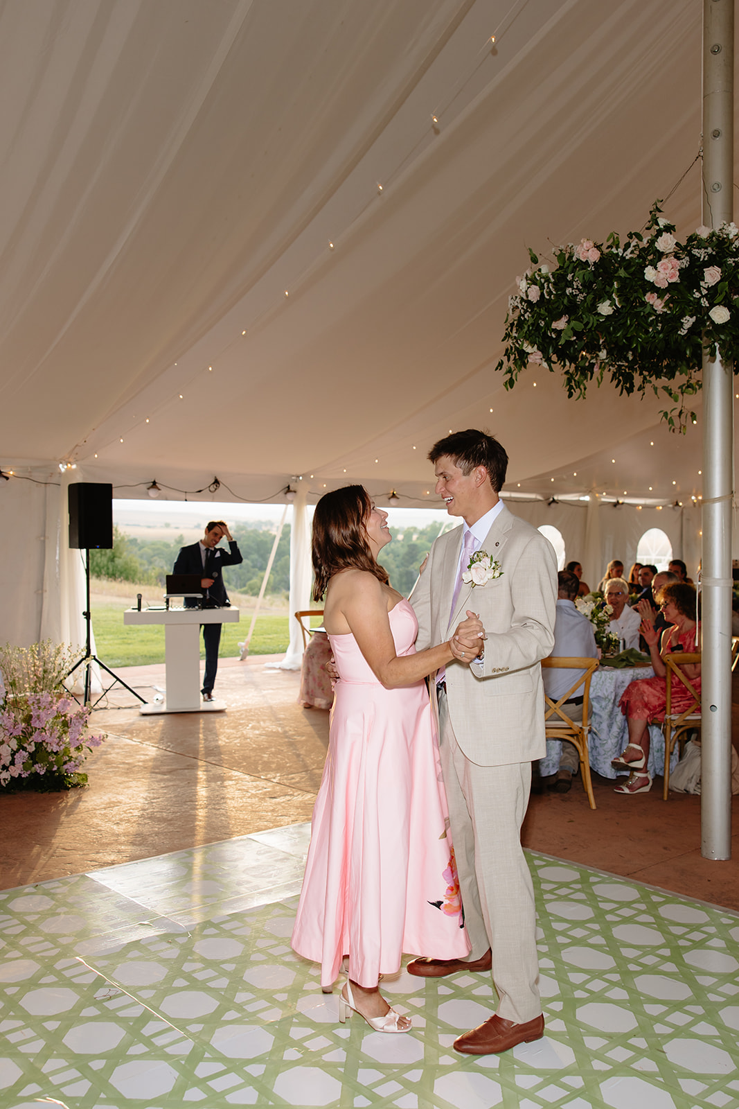 First dance under a tented wedding reception